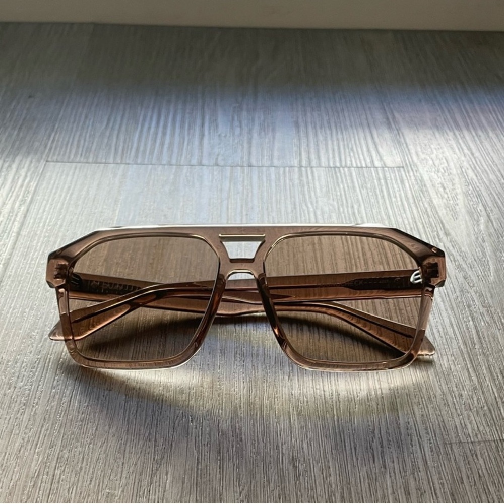 quay australia soundcheck clear tan vintage y2k aviator sunglasses eyewear NEW